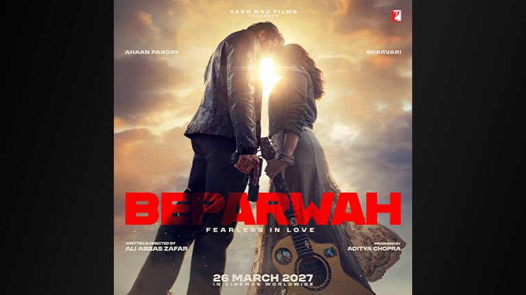 Ahaan Panday and Sharvari in Yash Raj Films’ official Beparwah teaser artwork, shown complete with title and release date.