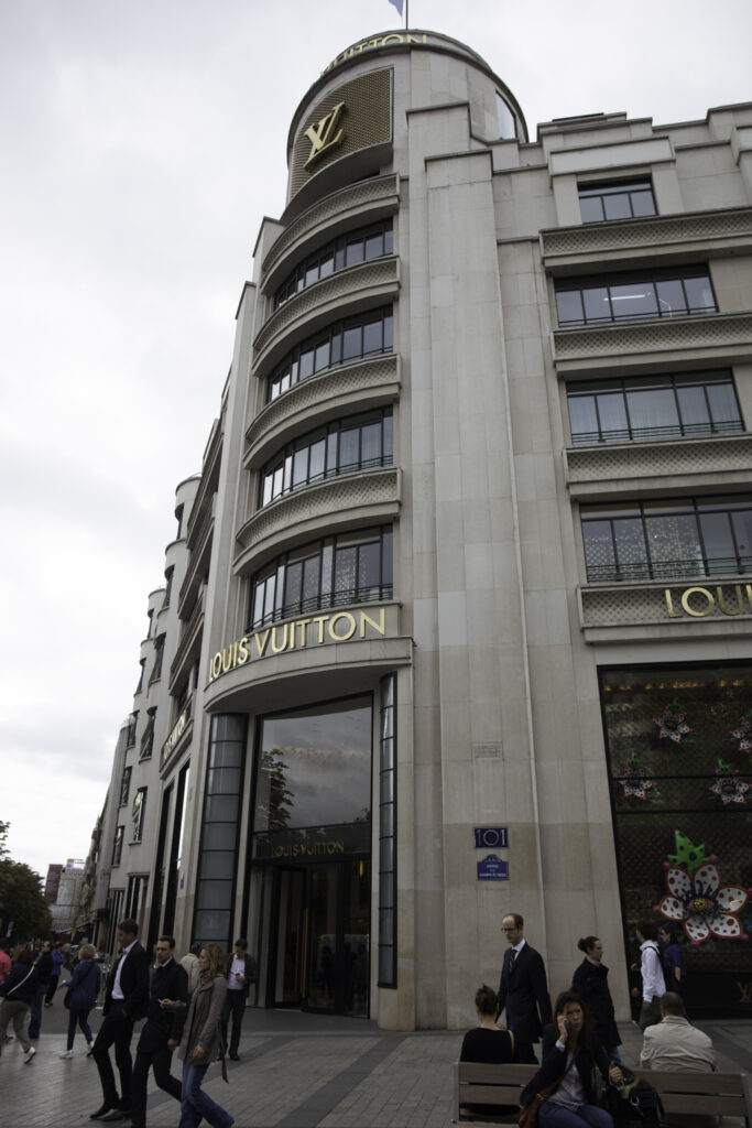 Louis Vuitton's Champs-Élysées building photographed in September 2012; archival context